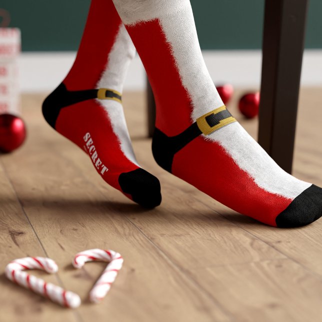 Chaussette Chaussettes de Noël amusant Rouge & Blanc Secret P (A fun and festive pair of socks suitable for all Secret Santas.)
