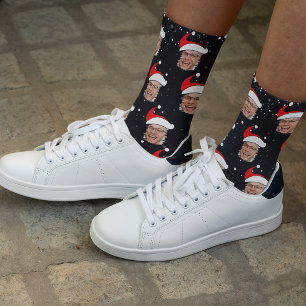 Chaussette Chaussettes de Noël avec photo drôle de Père Noël
