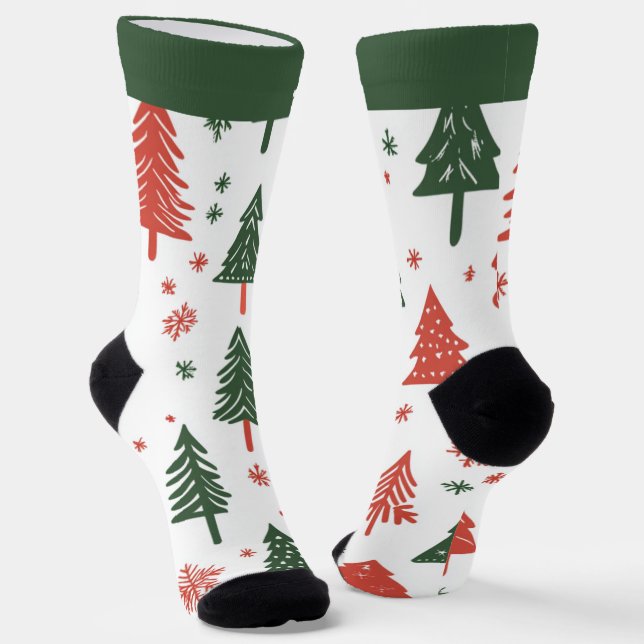 Chaussette Chaussettes de Noël avec sapin abstrait et nom (Angulaire)