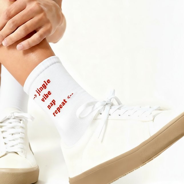 Chaussette Chaussettes de Noël blanches drôles et cool rouges (Créateur téléchargé)