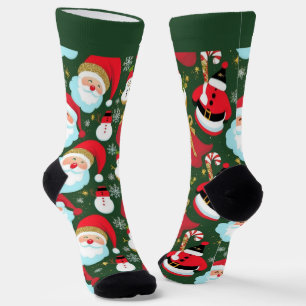 Chaussette Chaussettes de Noël colorées du Père Noël avec nom