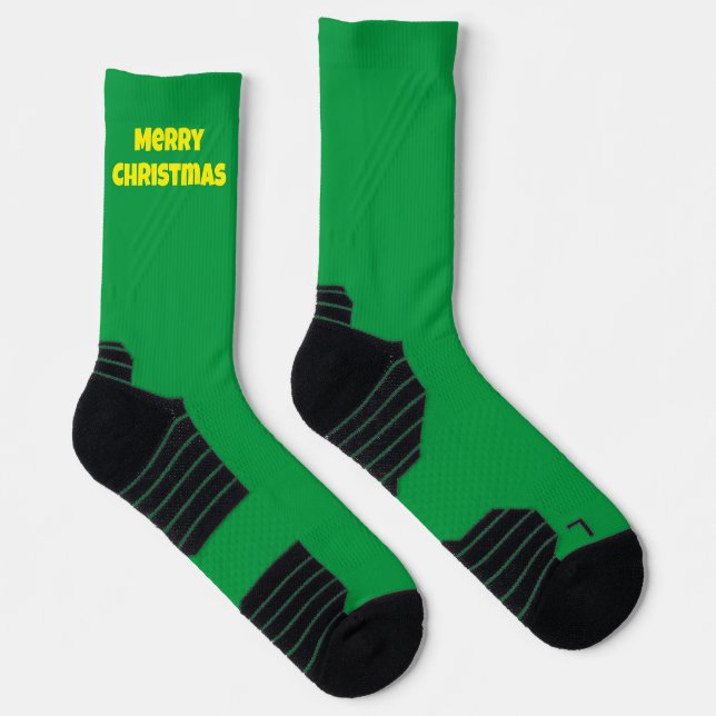 Chaussette Chaussettes de Noël Couleur Personnalisées, Vert P (Droite)
