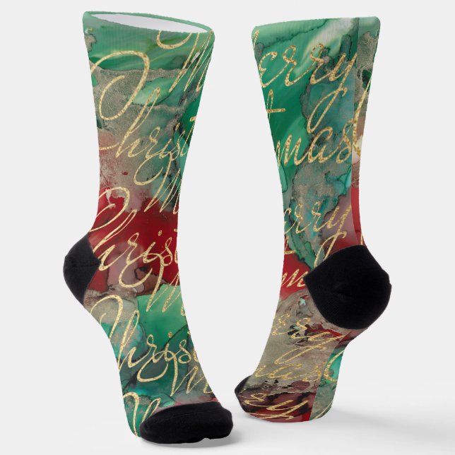 Chaussette Chaussettes de Noël Écritures Dorées (Angulaire)