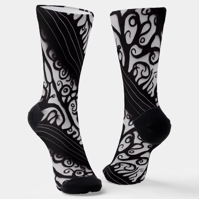 Chaussette Chaussettes de Noël éffrayantes de goth noir et bl (Angulaire)