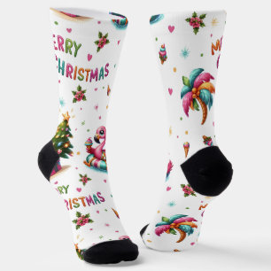 Chaussette Chaussettes de Noël Flamant Rose, Chaussettes Trop