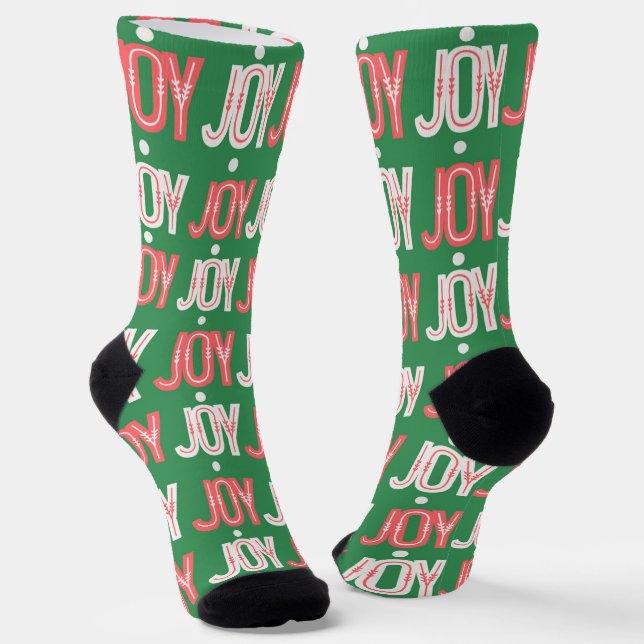 Chaussette Chaussettes de Noël Green Joy Rouge et blanc (Angulaire)