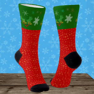 Chaussette Chaussettes de Noël, Ho Ho Ho, Père Noël, Flocons 
