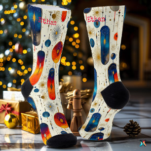 Chaussette Chaussettes de Noël modernes Starburst avec du ble