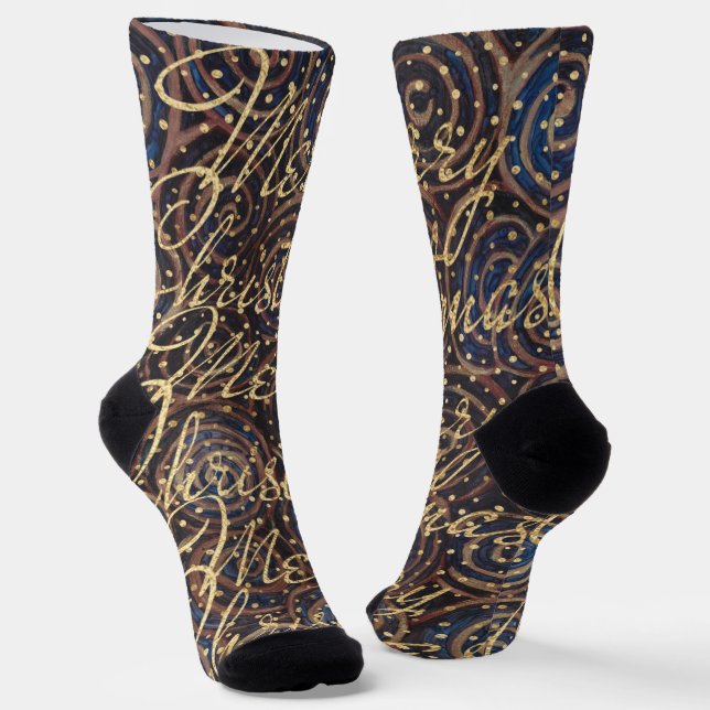 Chaussette Chaussettes de Noël Navy Swirls (Angulaire)