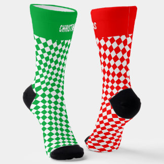 Chaussette Chaussettes de Noël personnalisées, Vert / Rouge