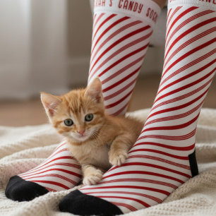 Chaussette Chaussettes de Noël rayées de bonbon rouge et blan
