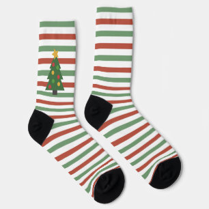 Chaussette Chaussettes de Noël, rayures et arbre