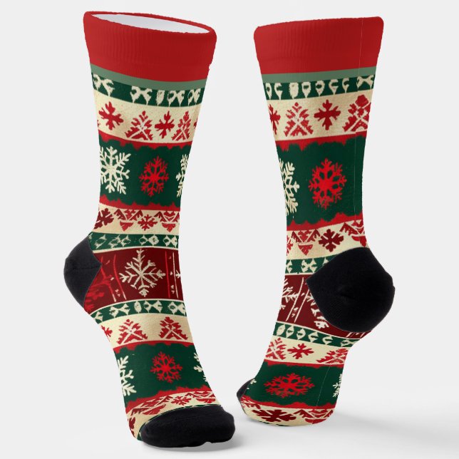 Chaussette Chaussettes de Noël Rouges et Vertes avec Nom (Angulaire)