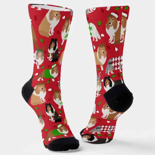 Chaussette Chaussettes de Noël Rough Collie (Angulaire)