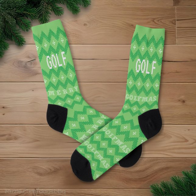 Chaussette Chaussettes de Noël vertes personnalisées Golf Mer (Merry Golfmas! And here's the socks to wear. Just add your initials)