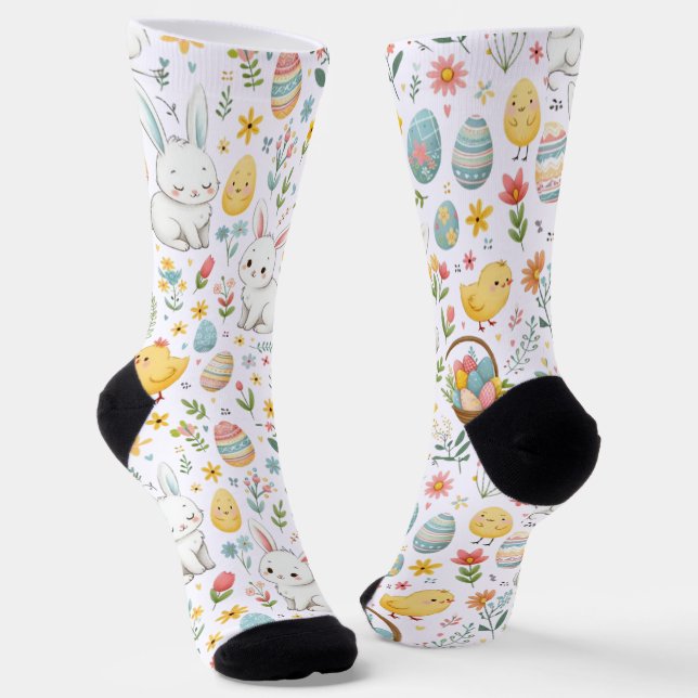Chaussette Chaussettes de Pâques mignonnes avec lapin et Moti (Angulaire)