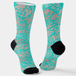 Chaussette Chaussettes de pêche en dentelle bleu Turquoise