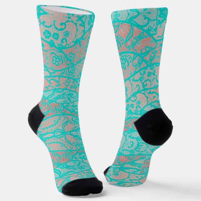 Chaussette Chaussettes de pêche en dentelle bleu Turquoise (Angulaire)