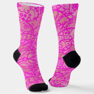 Chaussette Chaussettes de pêche en dentelle rose Faux