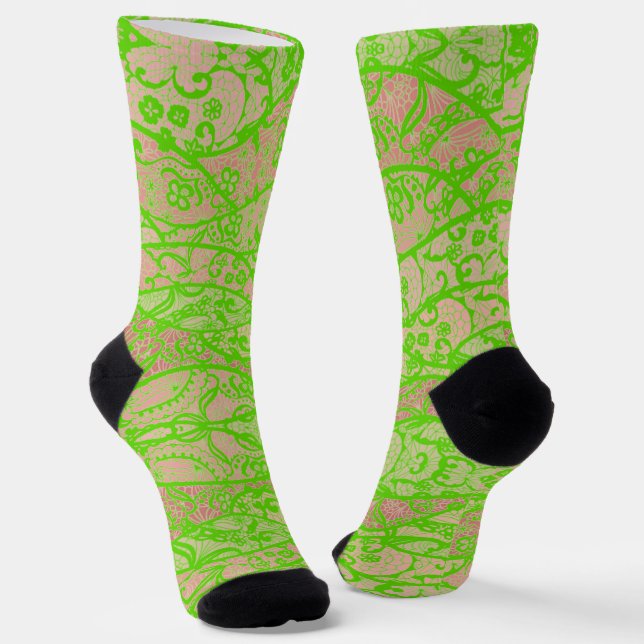 Chaussette Chaussettes de pêche en dentelle verte Faux Neon (Angulaire)