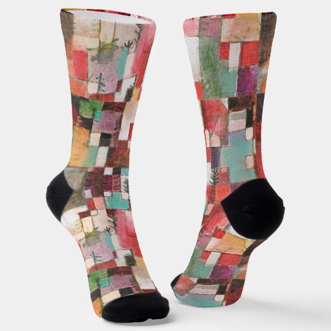 Chaussette Chaussettes de peinture abstraite d'art fin Rythme (Angulaire)