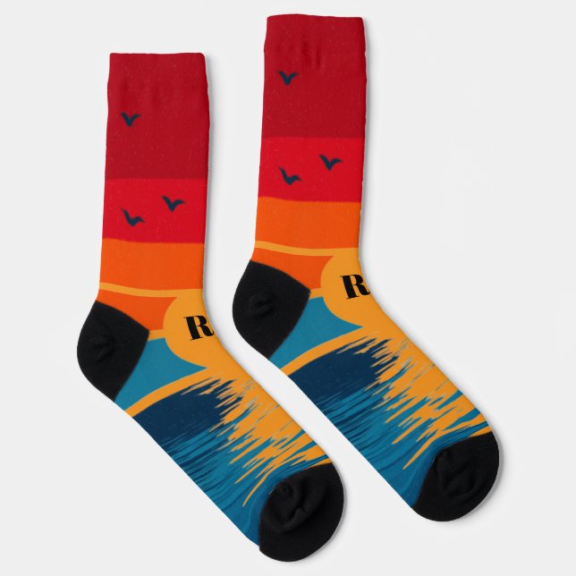 Chaussette Chaussettes de plage au coucher du soleil (Droite)