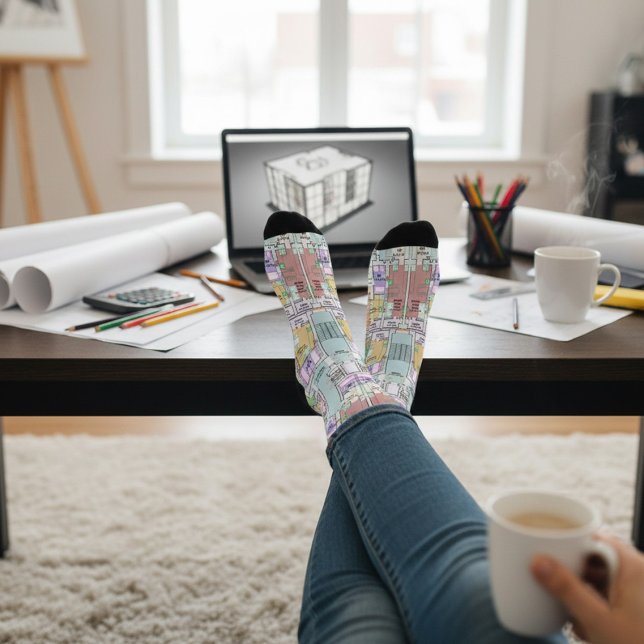 Chaussette Chaussettes de plan architectural élégant (Créateur téléchargé)
