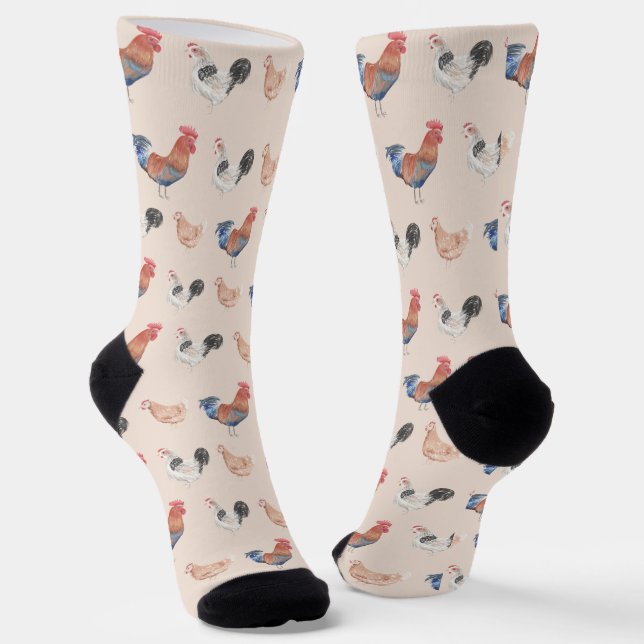 Chaussette Chaussettes de poulets colorées amusantes (Angulaire)