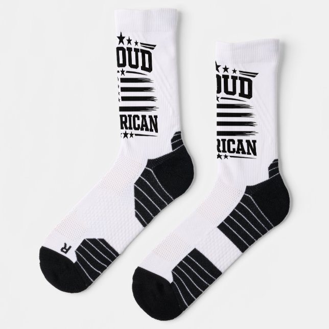 Chaussette Chaussettes de sport blanches équipage Drapeau amé (Gauche)