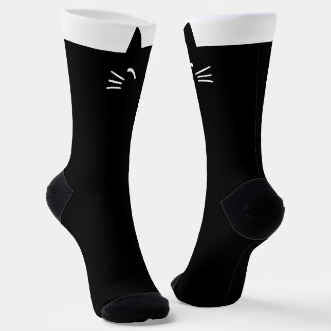 Chaussette Chaussettes de tête de chat noir amusantes (Angulaire)
