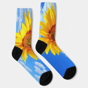 Chaussette Chaussettes de tournesol et d'abeilles Ciel bleu