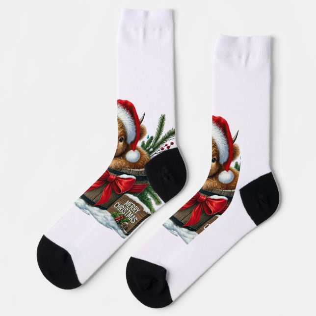 Chaussette Chaussettes de vache de Noël Highland (Gauche)
