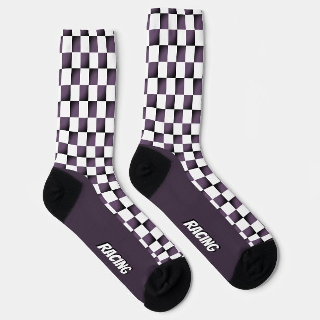 Chaussette Chaussettes De Vérification De Course Violet Et Bl (Droite)