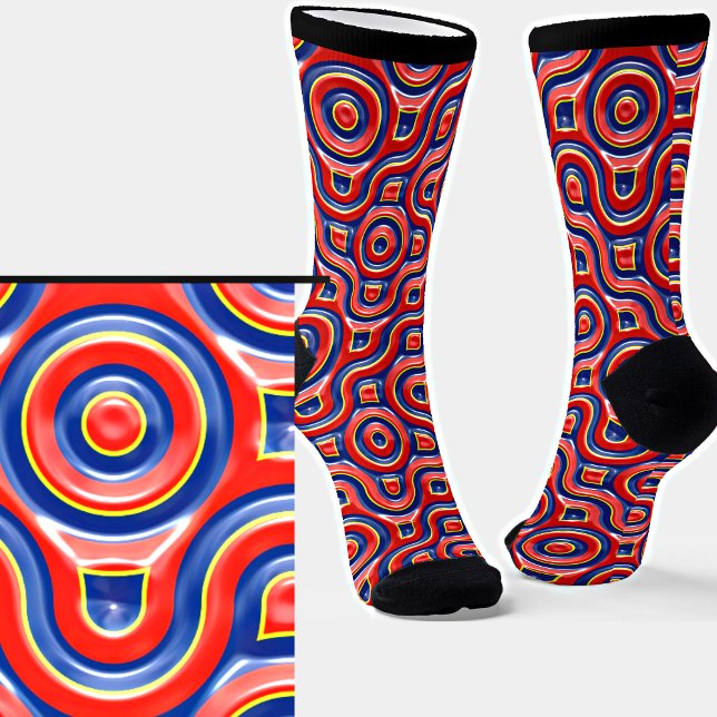 Chaussette Chaussettes d'effet 3D Bleu Rouge (Créateur téléchargé)