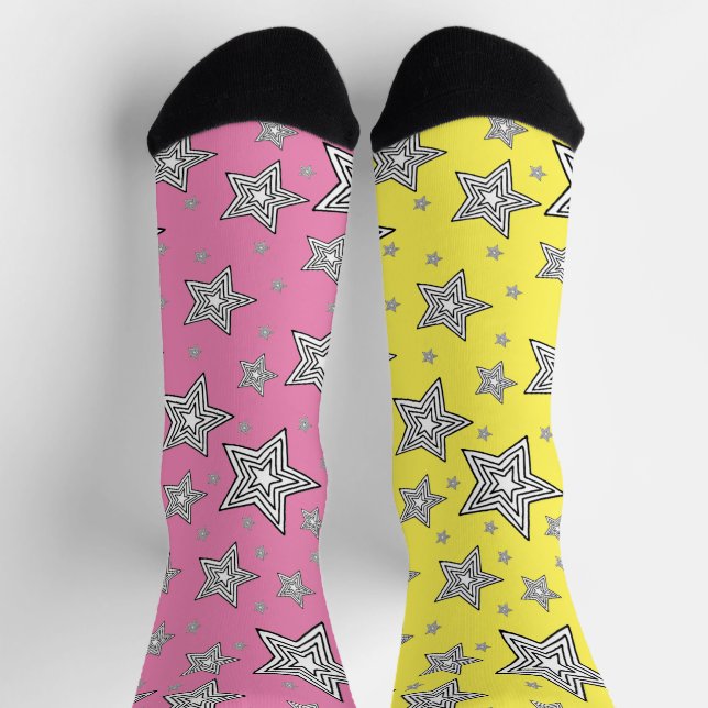 Chaussette Chaussettes Dépareillées Avec Des Étoiles (Haut)