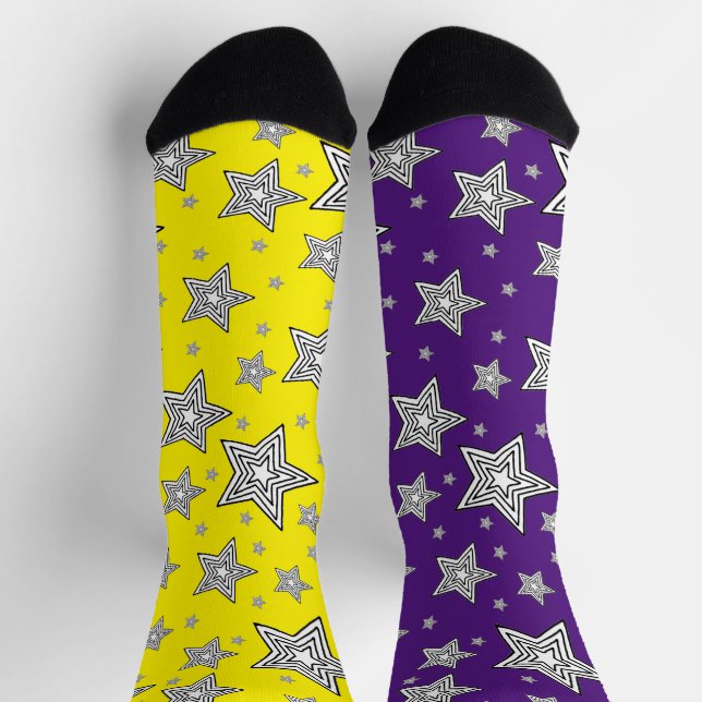 Chaussette Chaussettes Dépareillées Avec Des Étoiles (Haut)