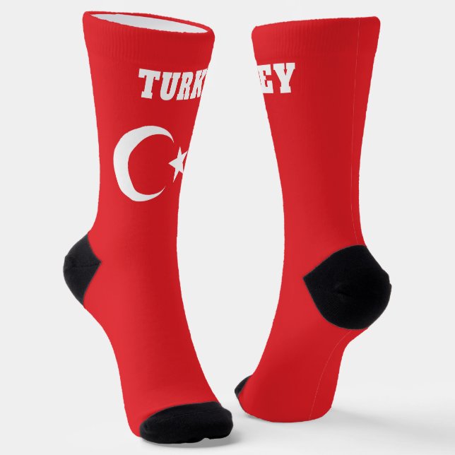 Chaussette chaussettes d'équipage avec drapeau de la Turquie (Angulaire)