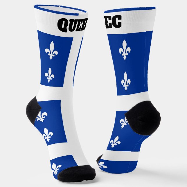 Chaussette chaussettes d'équipage avec drapeau du Québec (Angulaire)