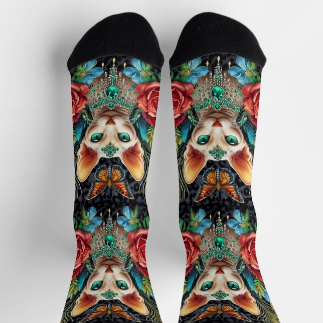 Chaussette Chaussettes d'équipage blanc Sphynx Cat (Haut)