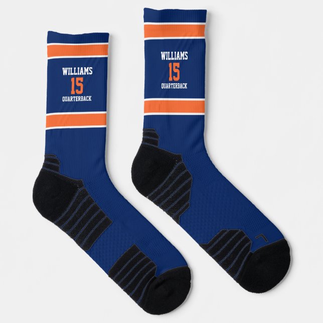 Chaussette Chaussettes d'équipage bleu foncé et orange (Droite)