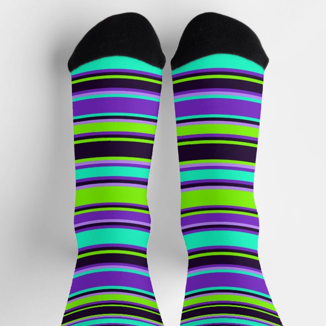 Chaussette Chaussettes d'équipage Bold Purple, Aqua et Chartr (Haut)