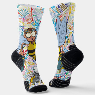Chaussette Chaussettes d'équipage Colorful Floral Bumblebee P