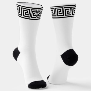 Chaussette Chaussettes d'équipage de Motif grec noir et blanc