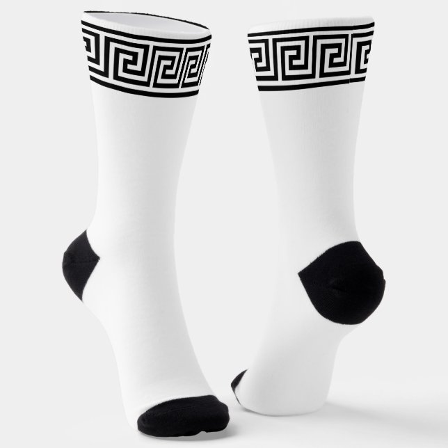 Chaussette Chaussettes d'équipage de Motif grec noir et blanc (Angulaire)