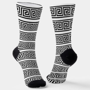 Chaussette Chaussettes d'équipage de Motif grec noir et blanc