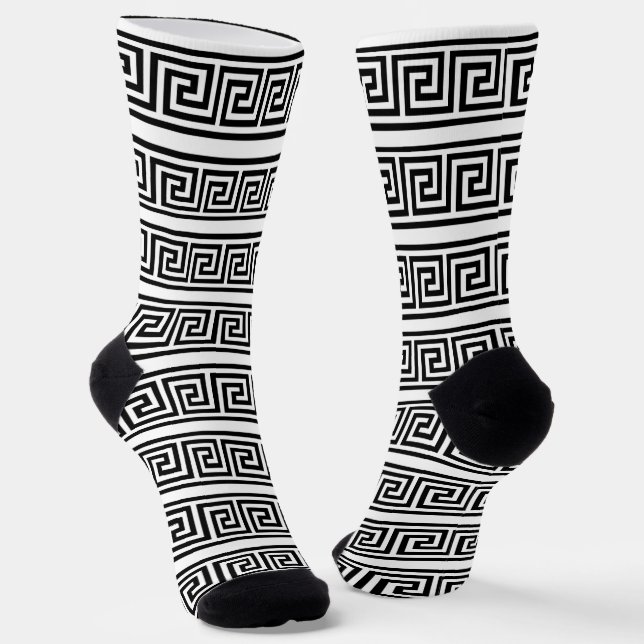Chaussette Chaussettes d'équipage de Motif grec noir et blanc (Angulaire)