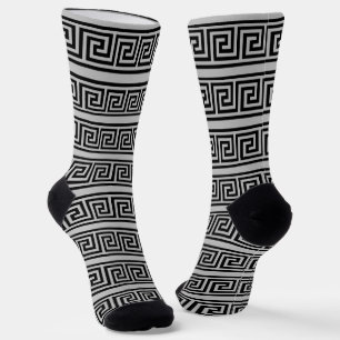 Chaussette Chaussettes d'équipage de Motif grec noir et gris