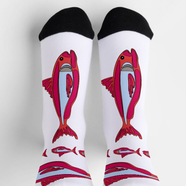 Chaussette Chaussettes d'équipage de poisson rouge (Haut)