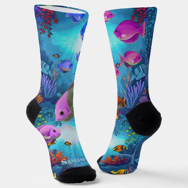 Chaussette Chaussettes d'équipage de poissons tropicaux (Angulaire)