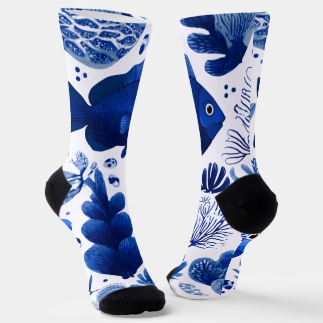 Chaussette Chaussettes d'équipage de récif de corail océaniqu (Angulaire)